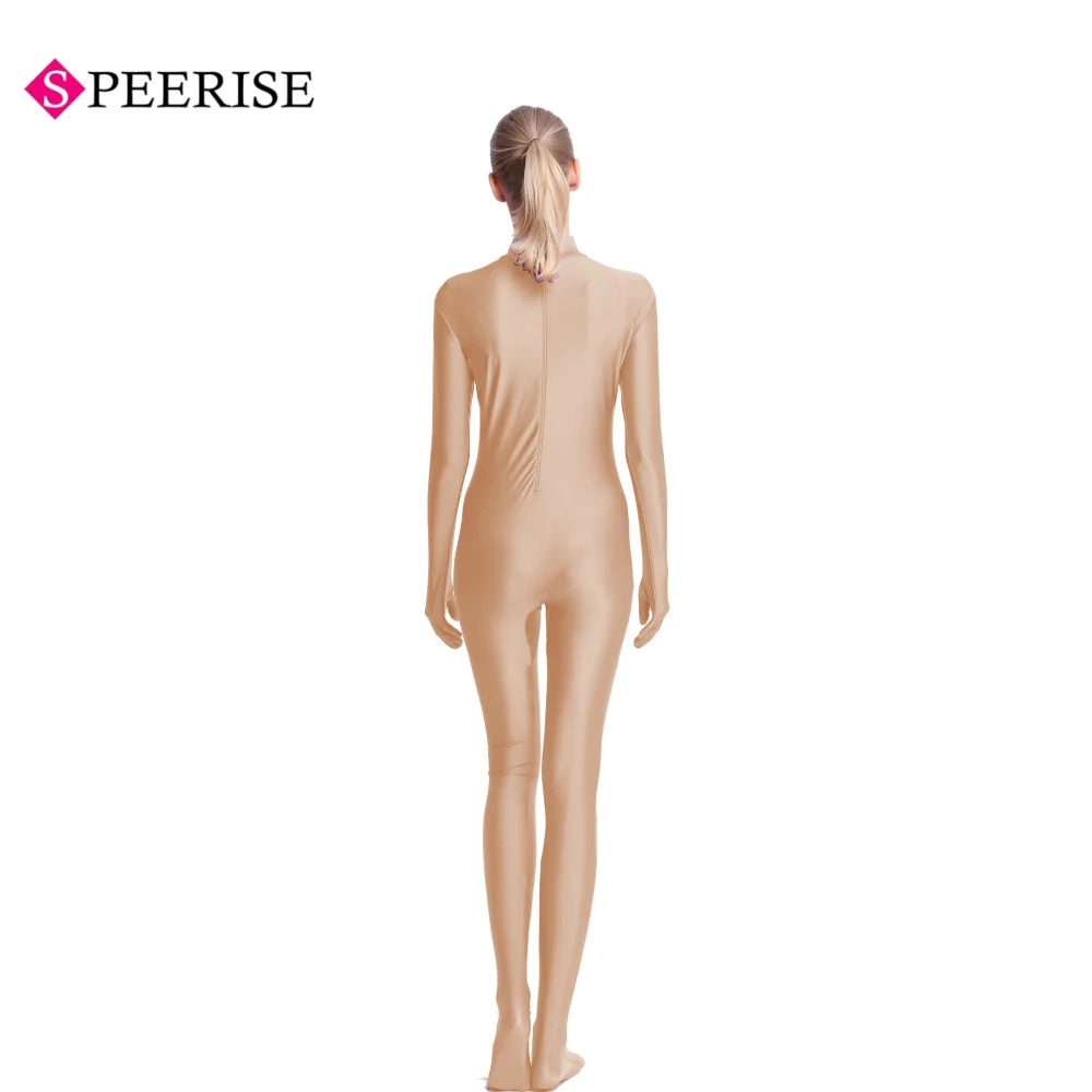 Speerise Women Footed Unitard Spandex Bodysuit Adult Sexy High Neck Full Body  Jumpsuits Cosplay Costumes Suit