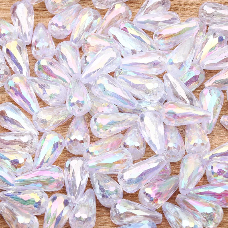 50pcs/lot ABS Transparent Teardrop Acrylic Beads Water Drop Loose Beads For Diy Bracelet Necklace Jewelry Making Accessories