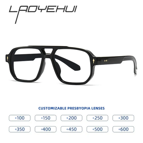 Gafas de lectura de diseño de marca de lujo para mujer, gafas cuadradas de presbicia a la moda para hombre, dioptricas + 1,00 ~ + 6,00, prescripción personalizada
