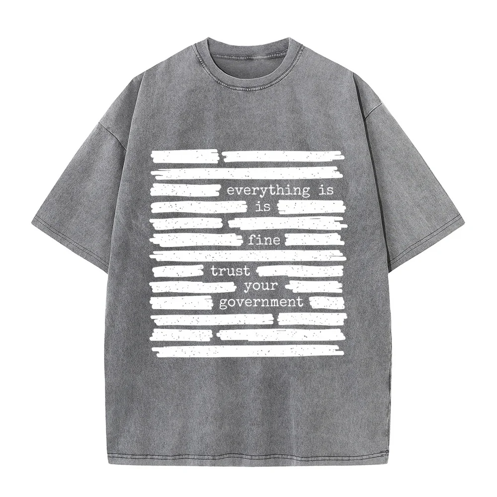 Tee Shirt Funny Trust Your Government Document With Redacted Text Printing Adult Heavyweight T-Shirt Man Designer Clothes XL