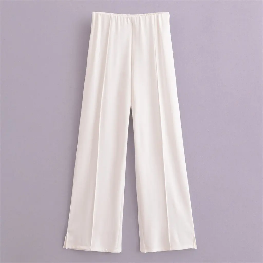 

Женский весенний модный повседневный топ с круглым вырезом и брючный костюм с талией, 3 цвета в европейском и американском стиле