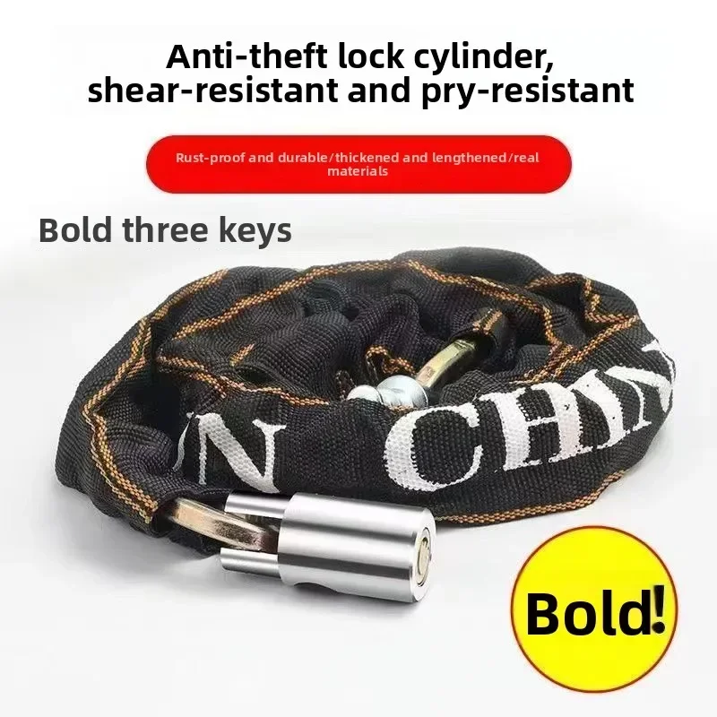 AliExpress NONE Portable Bicycle Cable Lock - High Security Anti-Theft Chain with Keys, Flexible Steel Wire for MTB, E-Bike, and Electric Vehicl
