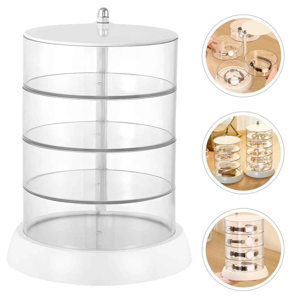 Multi-layer Jewelry Box Desktop Organizer Headband Flower Rotating Rotatable Case The Pet Travel