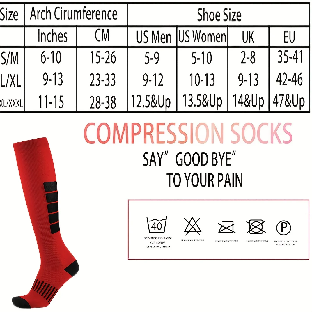 3 Pairs Compression Socks Men\'s Gym Sports Running Football Basketball Cycling Socks Varicose Veins Diabetes Blood Circulation