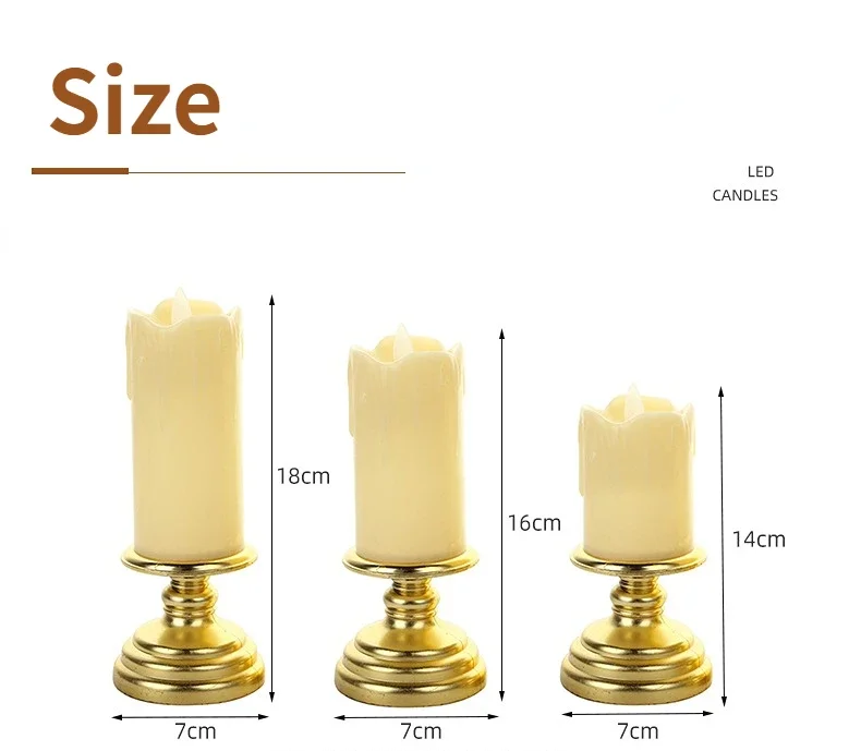 1Pc LED Electric Flameless Candle Lights Gold Base Tear Swing Candle Wedding Romantic Dinner Party Home Bar Decoration