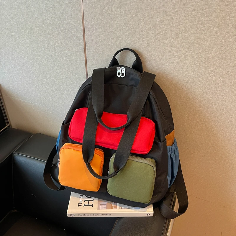 mochila-nova-em-promocao-estampa-xadrez-roxa-multi-bolsos-leve-grande-capacidade-bolsa-de-ombro-de-nylon-bolsa-de-viagem-para-estudantes