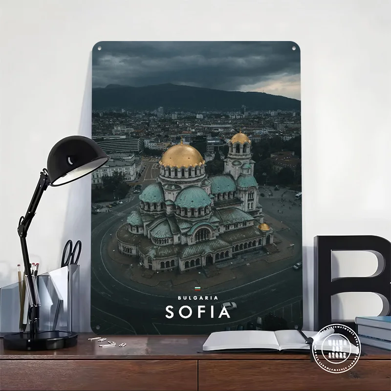 Alexander Nevsky Cathedral in Sofia Bulgaria 3D Printed Texture Poster Personalized Wall Art Retro Metal Tin Signs for Wand Deko
