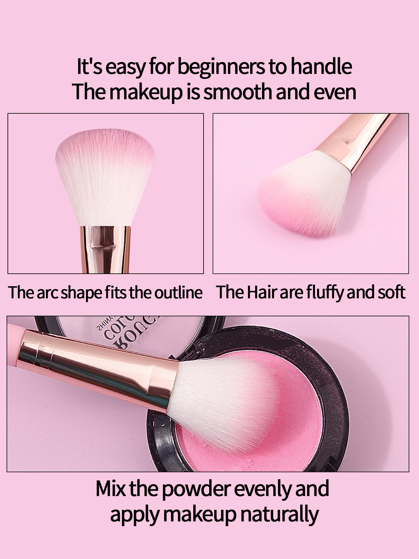 1 Stück multifunktionaler Rougepinsel, Gesichts-Make-up-Pinsel, Wischpinsel und Highlight-Pinsel – unverzichtbare Make-up-Tools für Anfänger