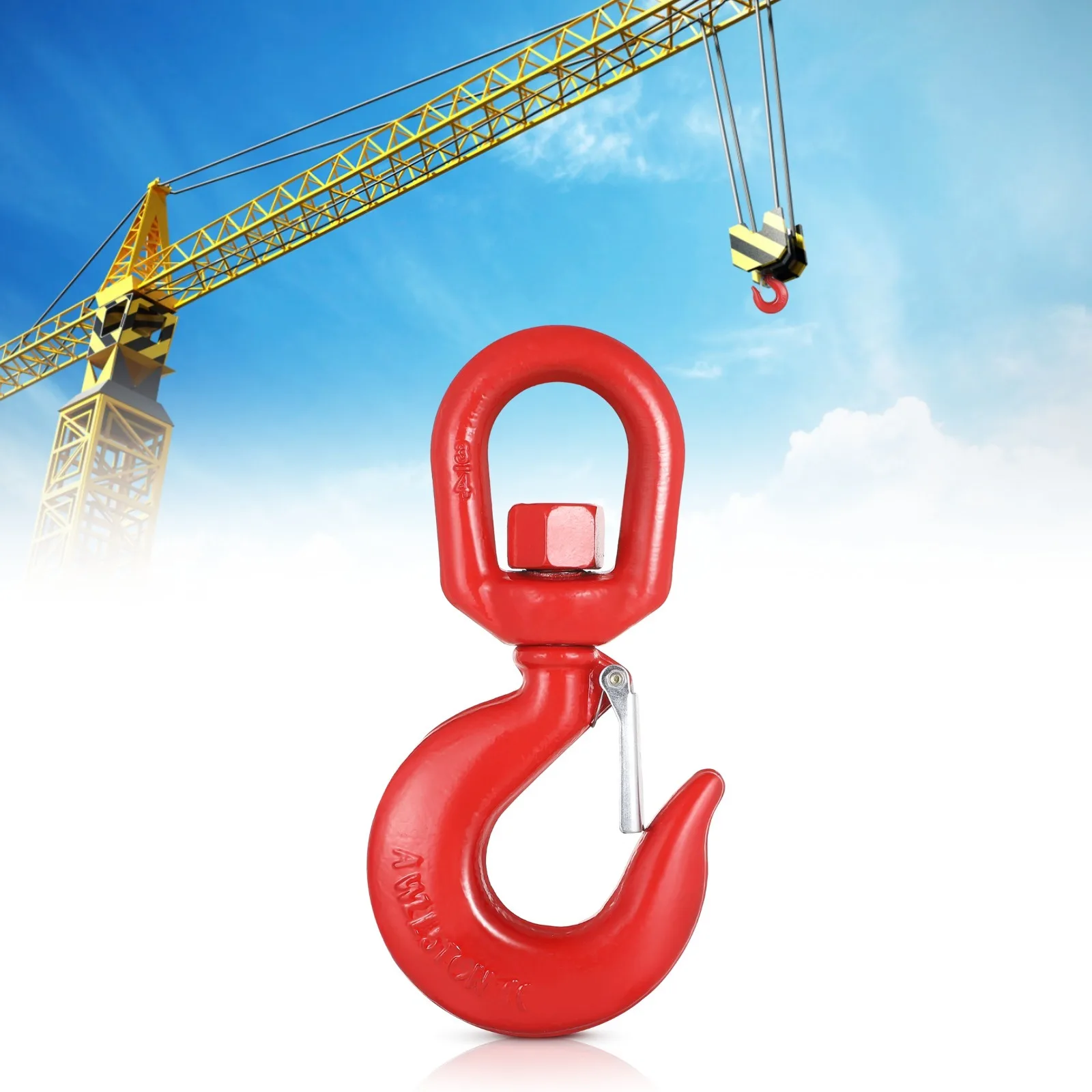 

5 Tons Swivel Lifting Hook Crane Swivel Hook With Safety Latch G80 Alloy Steel Rigging Hook For Lifting Rotatable Eye Sling Hook