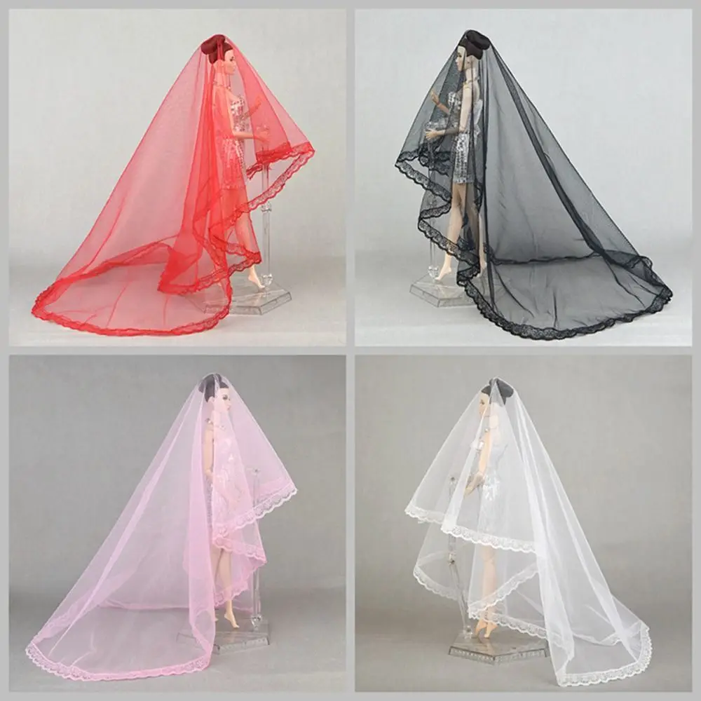 Fashion Headwear Doll Veil Headdress White Doll Lace Veil Long Bridal Doll Wedding Veil 1/6 BJD