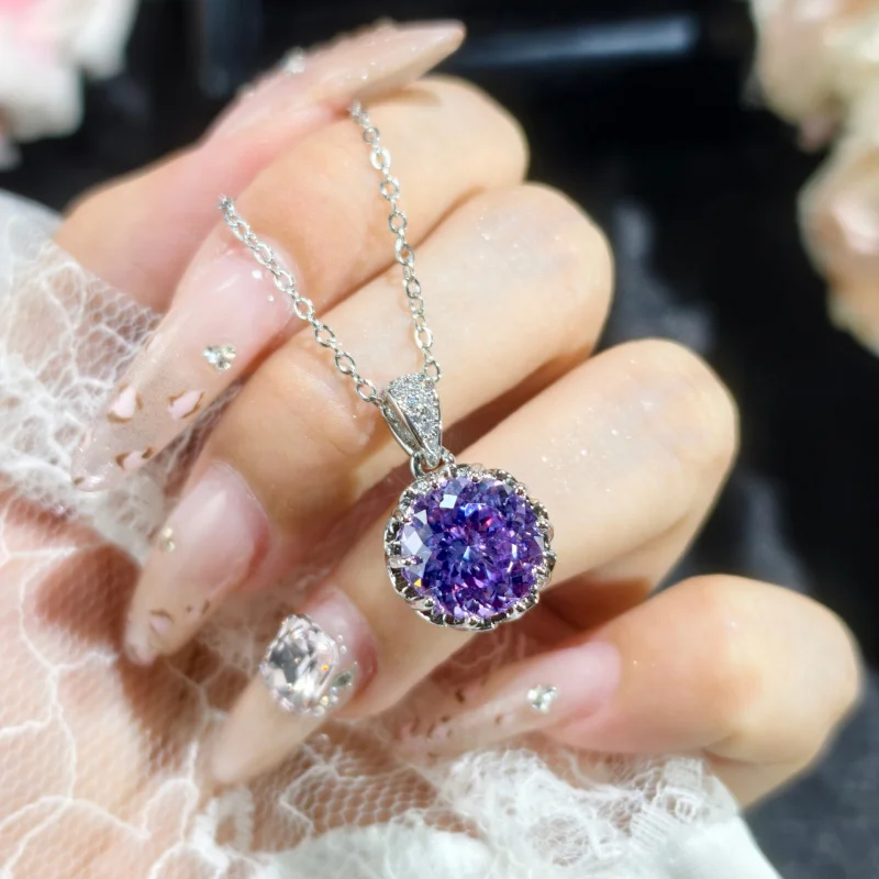 

Цепочка на ключицу со звездным небом, 5 карат, фиолетовый цирконий, роскошная цепочка на ключицу для свидания и ужина, элегантный комплект из трех предметов