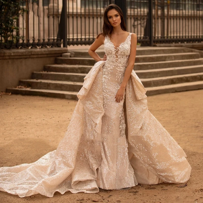 Splendidi abiti da sposa abiti da sposa reali Appliques di pizzo abiti a-line per abiti squisiti da festa formale 2024 Vestidos De Novia