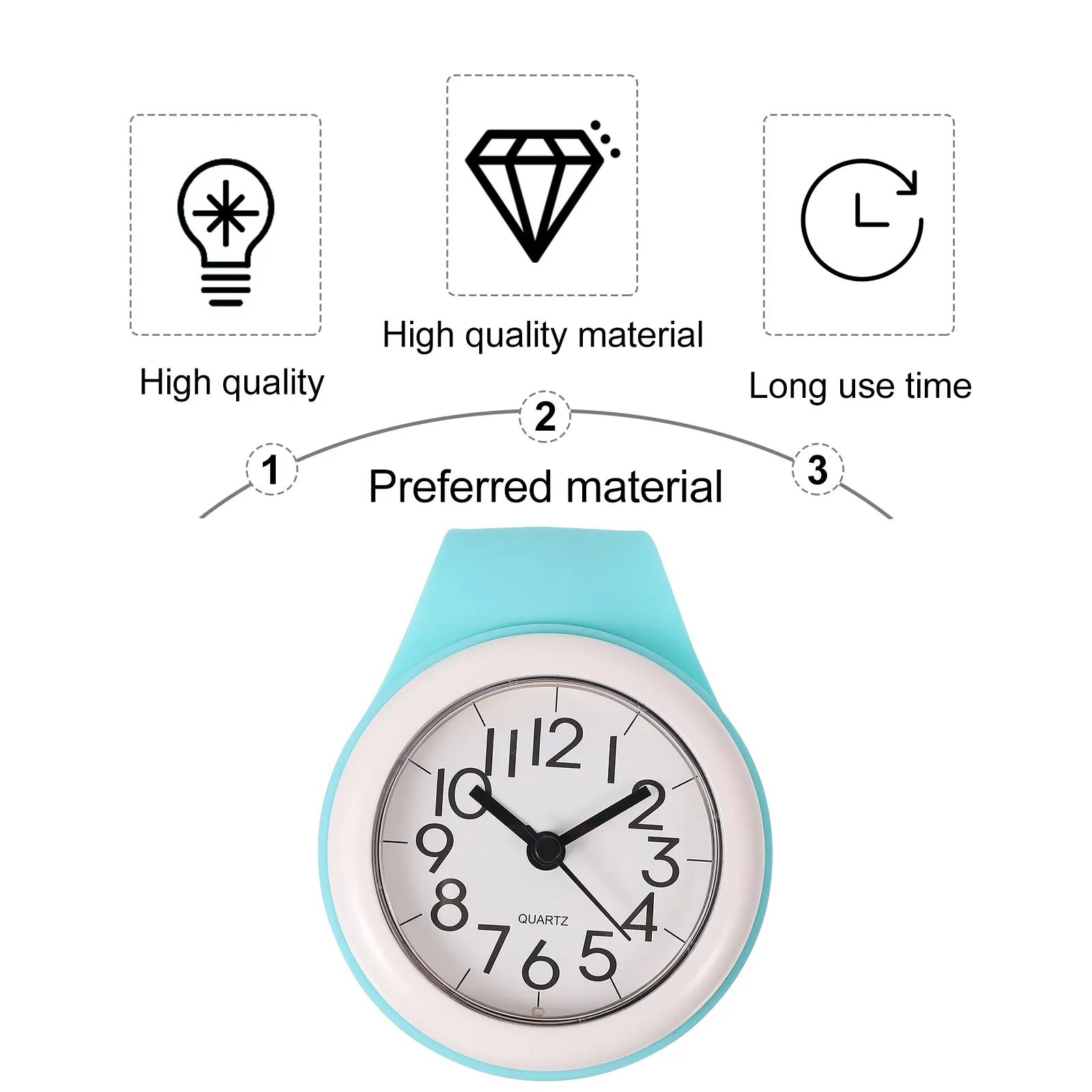 

Waterproof Bathroom Wall With Suction Cup Silent Modern Shower Clock For Kitchen Vanity Digital Timer Humidity Resistant Alarm