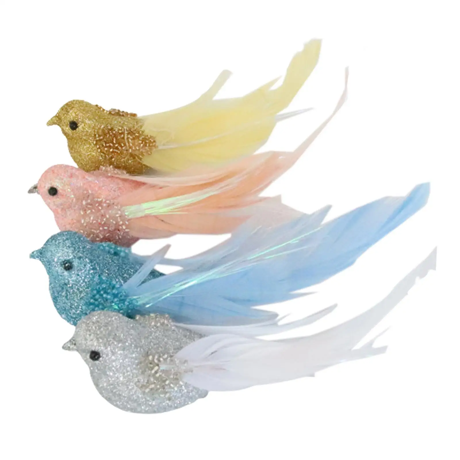 4Pcs Artificial Birds Lifelike Feathered Birds Simulation Foam Birds for Garden DIY Crafts Floral Arrangement Decoration