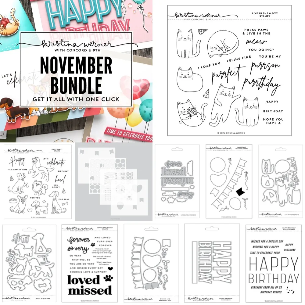 

Metal Cutting dies And Live in the Meow Bundle Stamps For Scrapbooking Stencil Embossing Mold DIY Paper Cards Craft Cutting