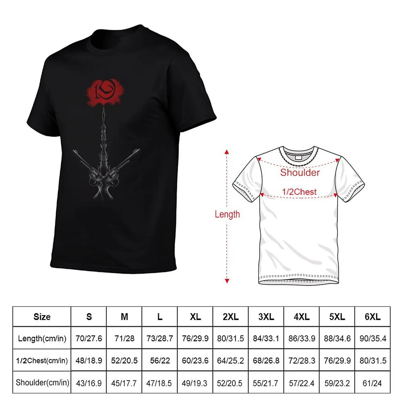 Rose and Tower T-Shirt cotton tshirt 100% t shirts for man graphic vintage T-Shirt
