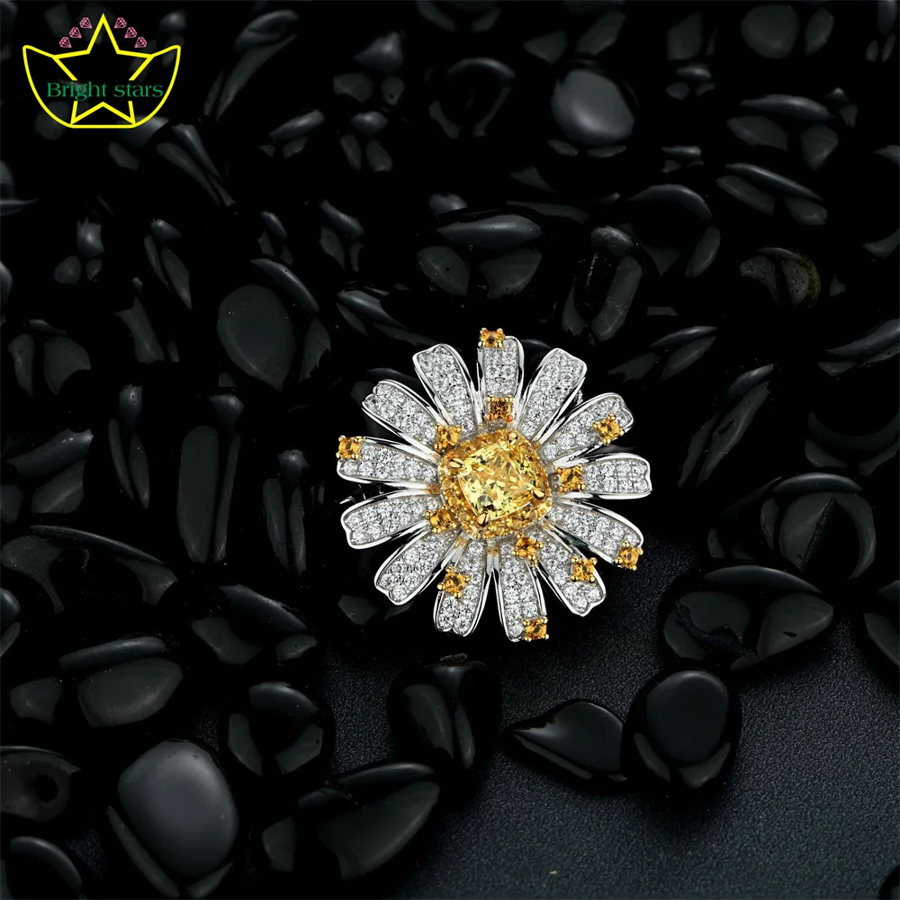 Bright Stars S925 sterling silver full diamond small Daisy brooch women party decorate jewelry