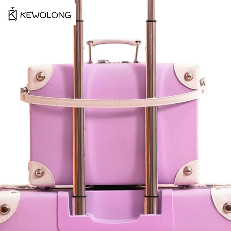 Vintage Small Carry On Spinner Suitcase, Cute Retro Trolley Travel Bag for Women & Kids, Lightweight Fashion Luggage