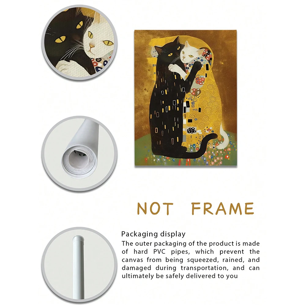 ملصق لوحة قماشية مطبوع بدون إطار ، أسلوب محاكاة ساخرة إبداعي ، فن كيتي كليمت ، قبلة ، ديكور غرفة المنزل ، مواد جدارية ، 1 * #5