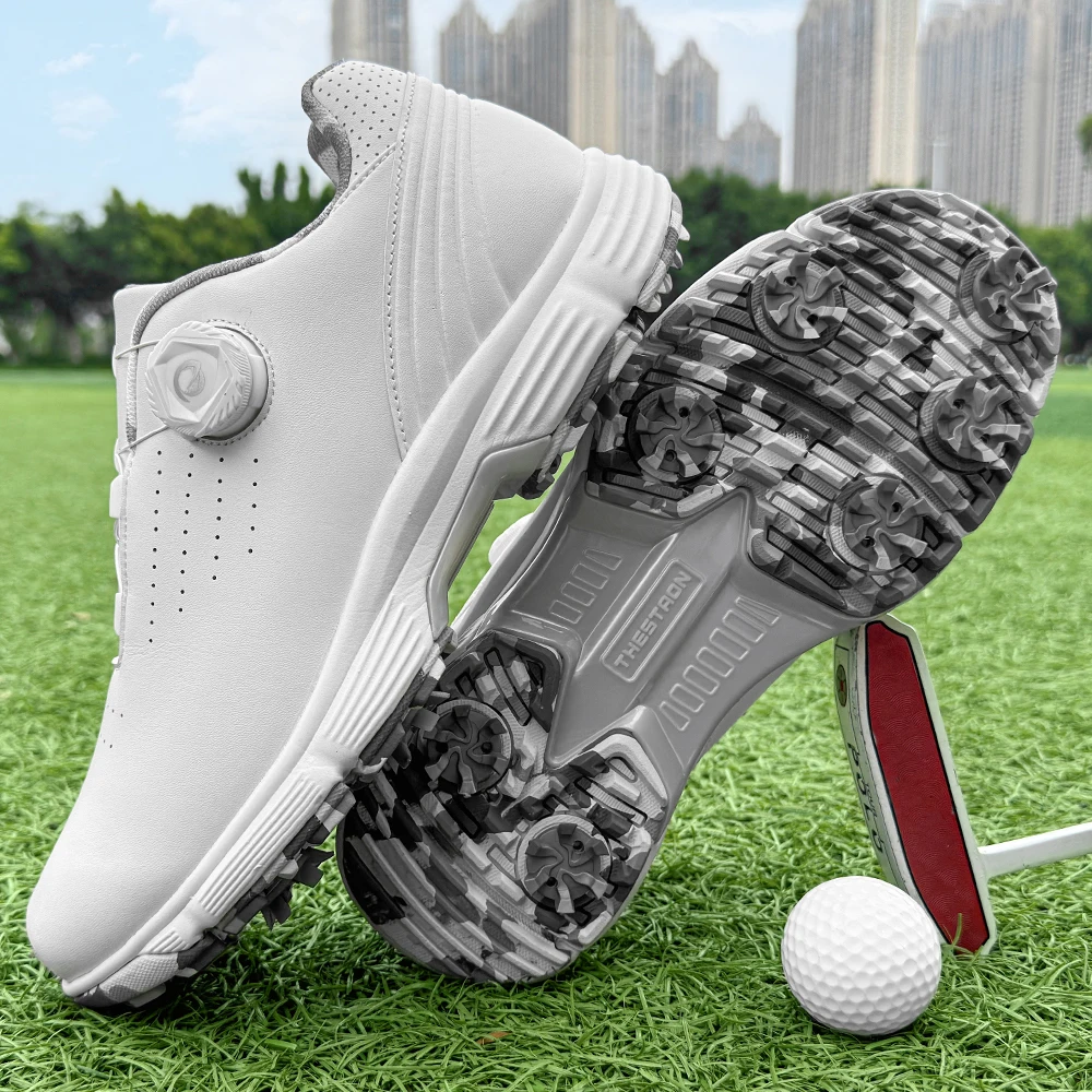 Professional Spiked Men Golf Shoes Waterproof Microfiber Anti-collision Toe Outdoor Competition Sports Sneakers size 39-49  Comfortable Golfing Sneakers Breathable Training Footwears For Walking