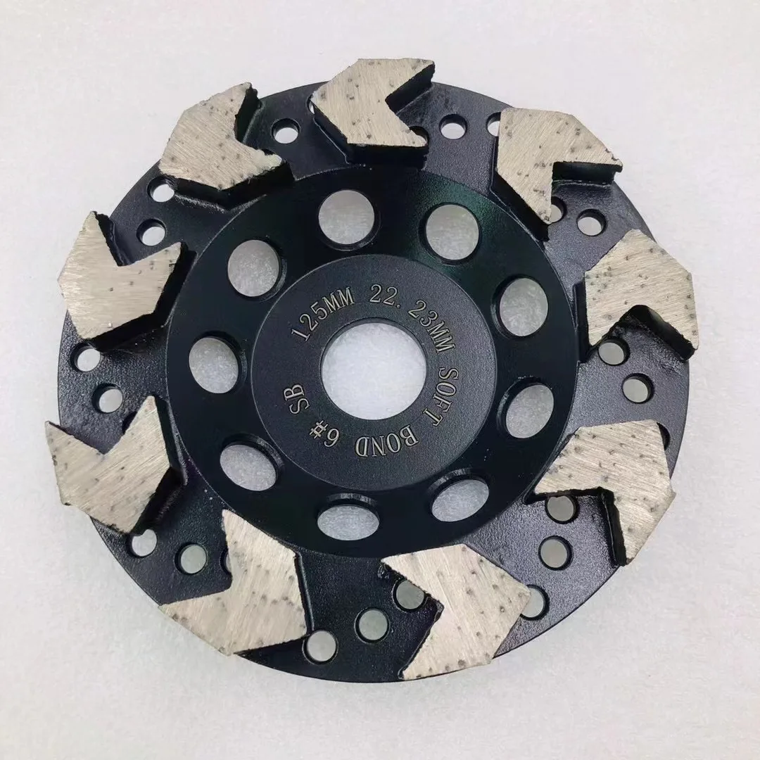 [M14 5/8\'\'-11 Thread] 5\'\' 7\'\' Diamond Arrow tooth wheel floor grinding cup Wheels | 125 180mm Concrete grind polishing discs