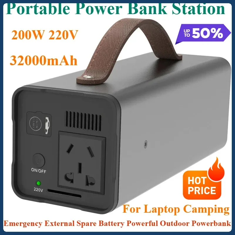 For Laptop Camping 32000mAh Portable Power Bank Station 200W 220V Emergency External Spare Battery Powerful Outdoor Powerbank