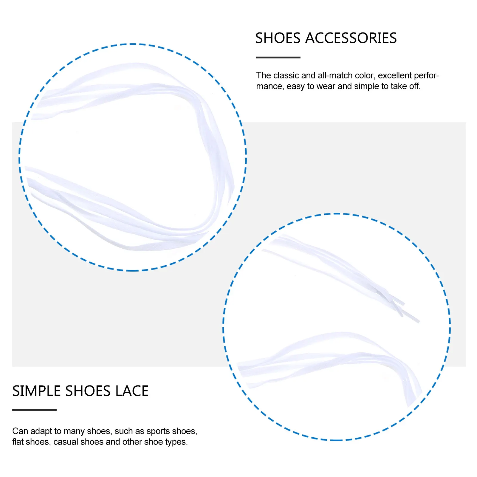 2Pairs Casual Shoelace White Flat Shoes Simple Design Sneakers Sports Canvas Shoe Strap Shoelace for Sports Shoe