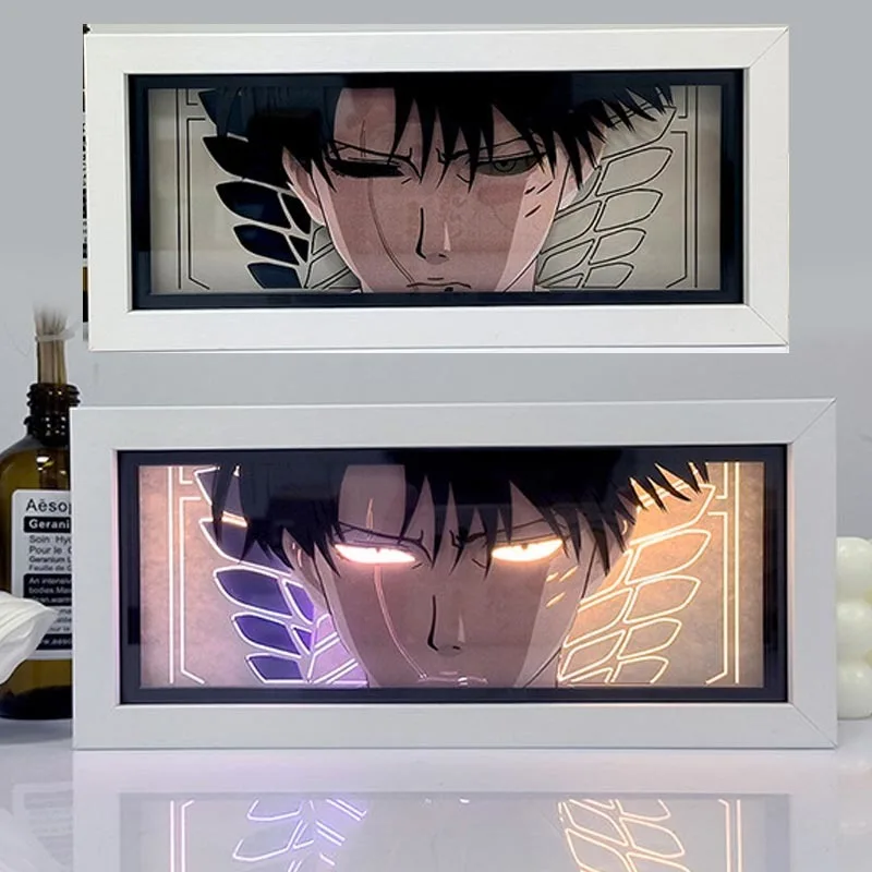 3D Attack On Titan Box Light Levi Ackerman Led Night Lights Anime Eren Jaeger RC Picture Lamp Toy Room Decor Gift For Boy