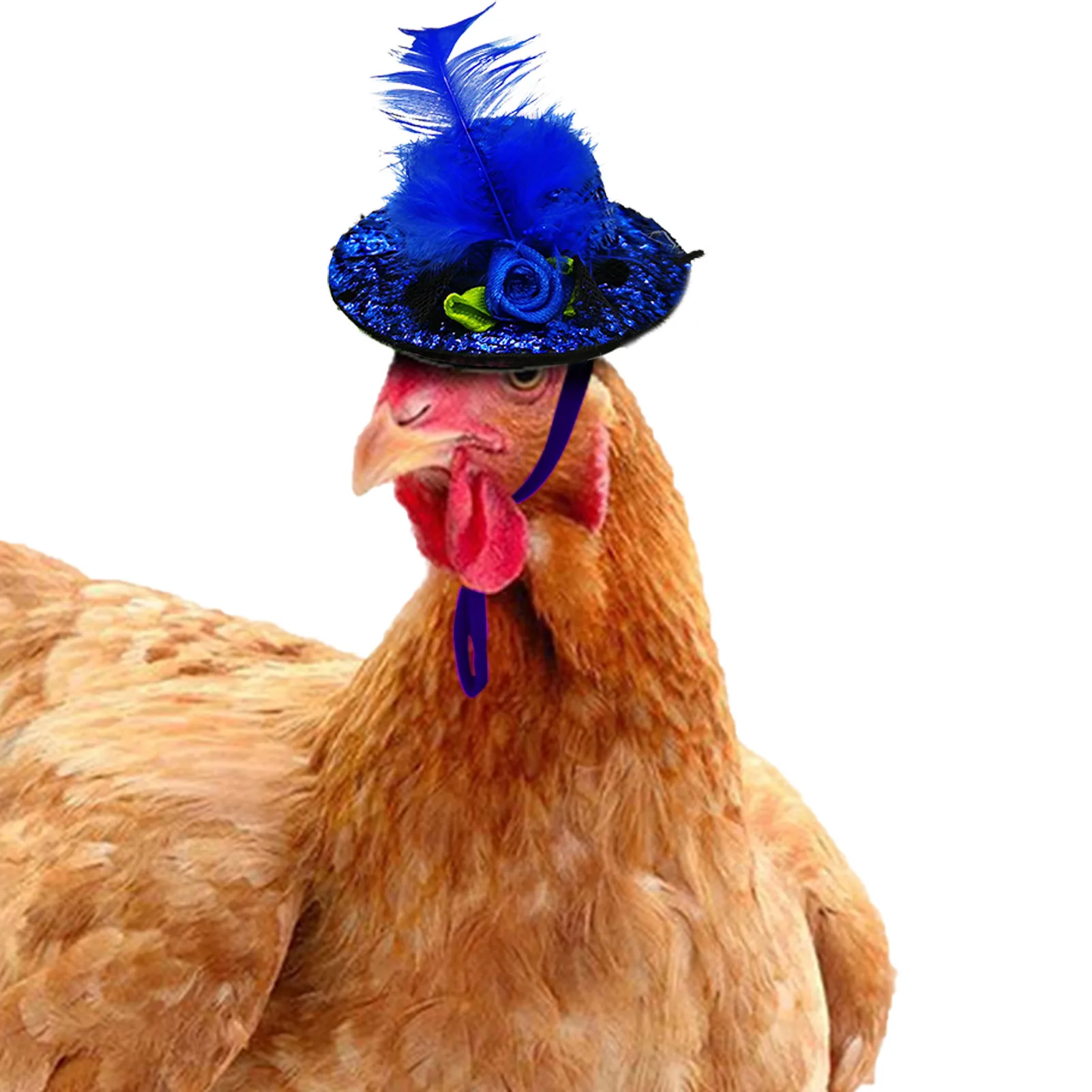 Chicken Hats For Hens Mini Hat Chicken Helmets Accessories Feather Top Hat With Adjustable Elastic Chin Strap Rooster Duck