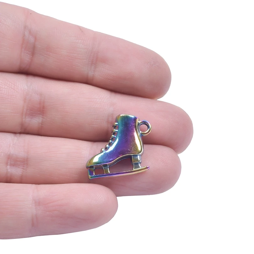 10PCS Alloy Rainbow Color Figure Skating Jewelry Charms Pendant Accessories Jewelry Making Trendy Earring Necklace Gifts Bulk