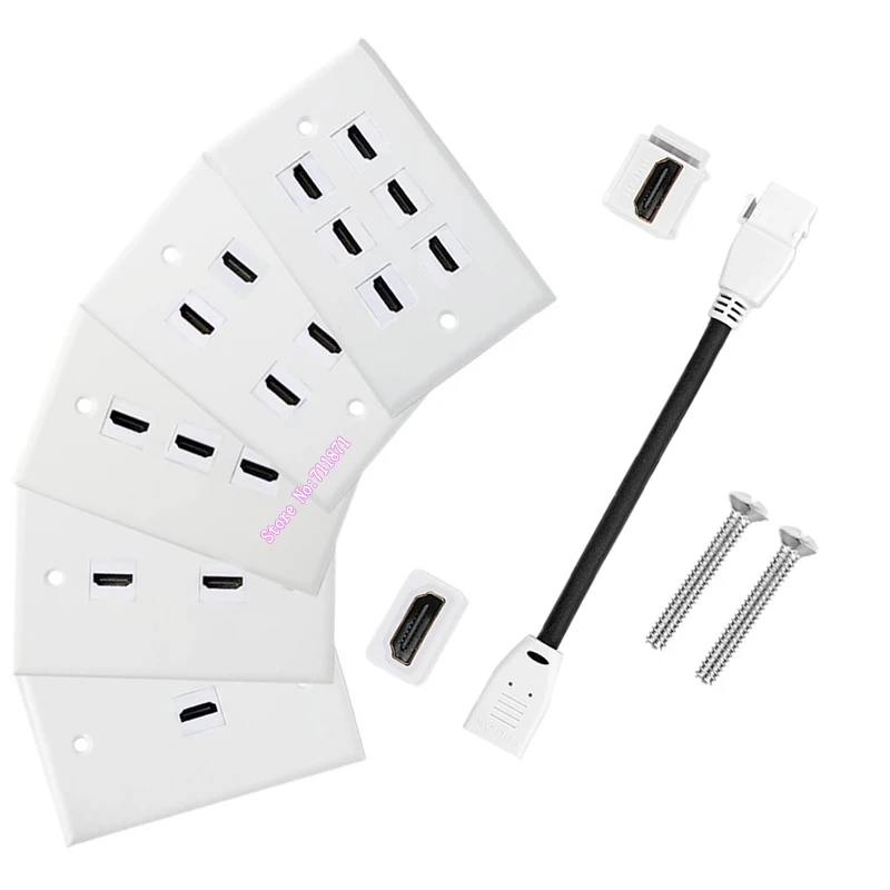 6 4 3 2 1 Port HDMI-compatible Wall Socket Plug 1 2 3 4 6 hole Female HDMI-compatible Wall Plate Outlet socket HD Wall mount