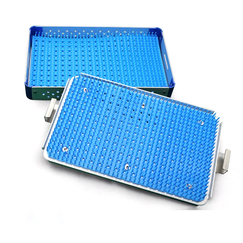 Aluminum alloy surgical instrument disinfection box with double-layer silicone pad resistant to high temperature and pressure