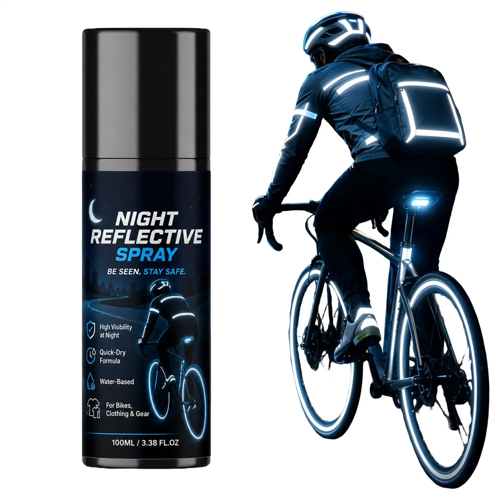 100ml Reflective Spray for nighttime cycling Luminous night Safety spray warning signs Spray Paint for Outdoor Walking running