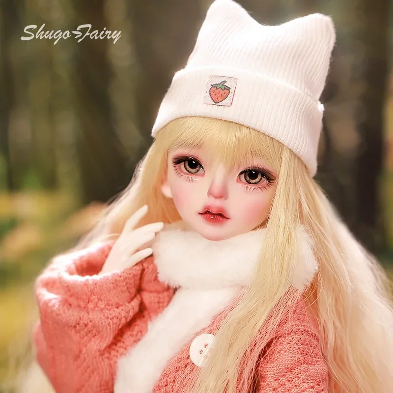 

Шарнирная кукла Bee BJD 1/4 MioA, полный комплект, теплый зимний ярко-розовый свитер, обтягивающая джинсовая юбка, шерстяные резинки, милая игрушка для девочек Shugafairy