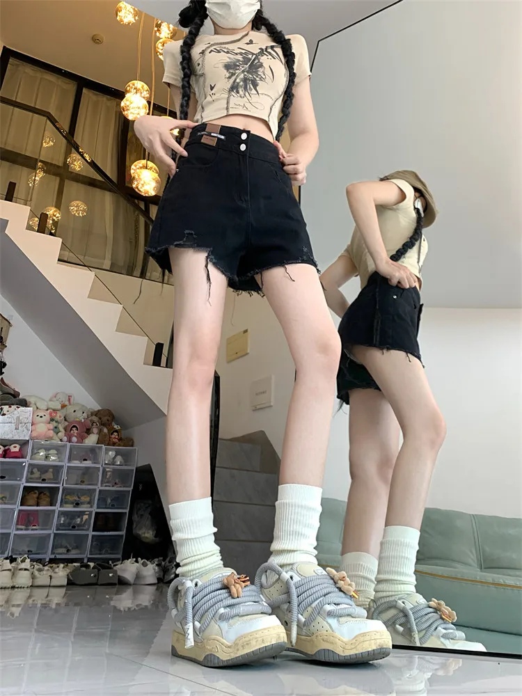 

High Waist Wide Leg Denim Shorts Women's Summer New plus Size Flattering A-Line Loose Frayed Casual Jeans Pants