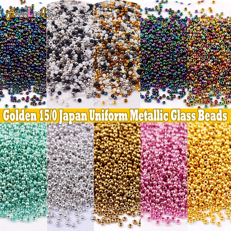 5g 1.5mm jednolite metaliczne brązowe koraliki szklane 15/0 złote japonia luźne koraliki do tworzenia biżuterii DIY akcesoria do bransoletek