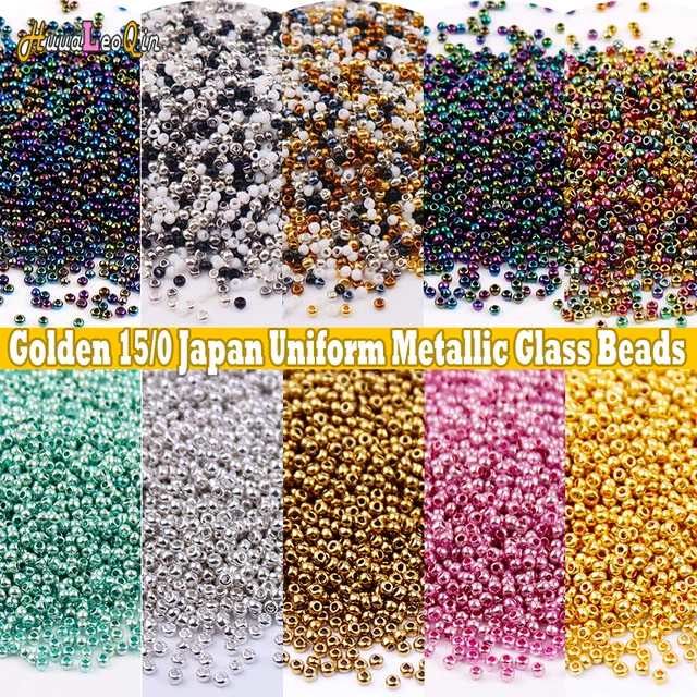 5g 1.5mm jednolite metaliczne brązowe koraliki szklane 15/0 złote japonia luźne koraliki do tworzenia biżuterii DIY akcesoria do bransoletek
