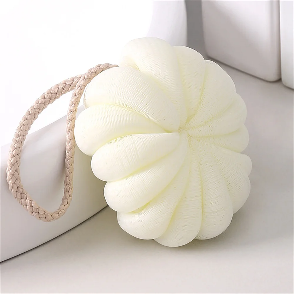 Large Pumpkin Bath Flower Ball Powerful Exfoliating Sponge PE Material Body Scrubber Flower Body Skin Cleaner Cleaning Tools