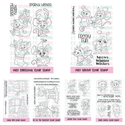WinterMice Christmas Snow Day Baby Angels Metal Cutting Dies Silicone Stamps Scrapbooking Stencil Photo Album Card DIY Paper
