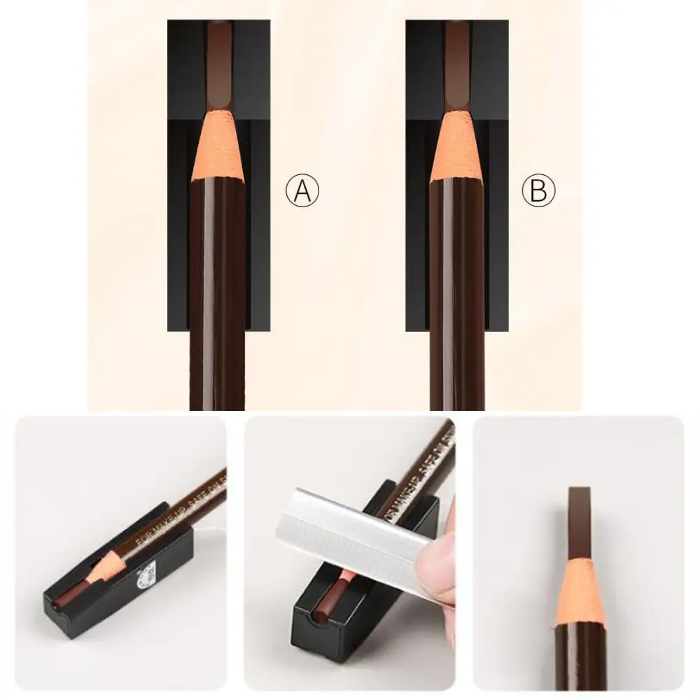 Suministros de maquillaje impermeables negros, sacapuntas de cejas para afilar Microblading, punta fina