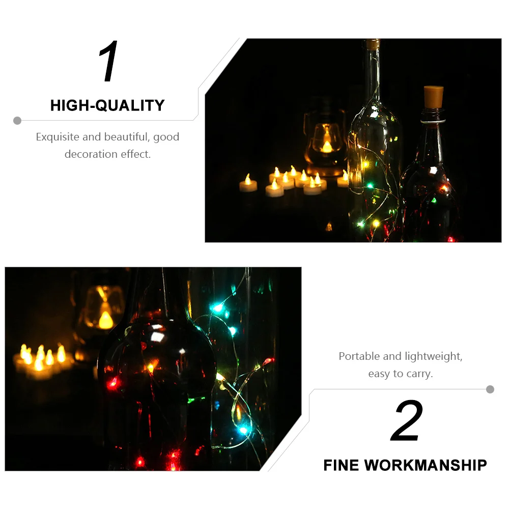 6 قطعة سلسلة ضوء زجاجة النبيذ قابلة لإعادة الاستخدام البلاستيك LED مصباح لحفلة احتفالية غرفة نوم حديقة الديكور سلسلة مصابيح الحفلات