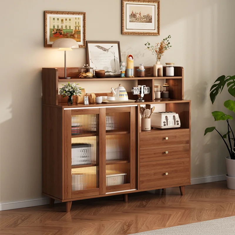 

Side cabinet modern simple wood color living room tea cabinet locker household kitchen locker storage wall cabinet