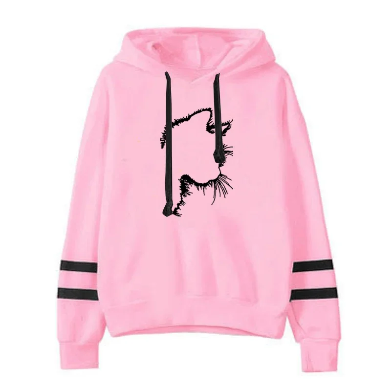 Jogging Sweatshirts Slim Fit Hoodies Soft Woman Clothing Casual Pullovers Lazy Style Daily Striped 2024 New Versatile Women's