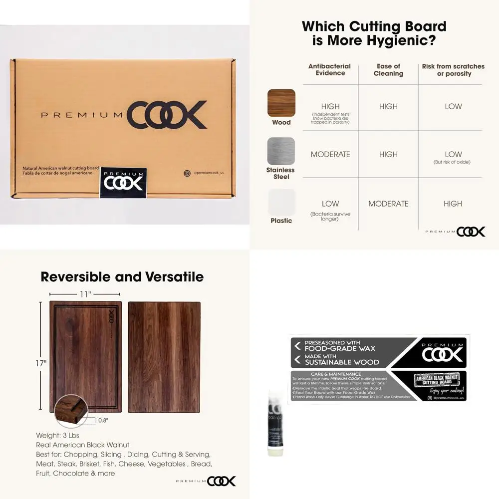 

Двусторонняя экологичная разделочная доска из твердой древесины, 17x11x0.8 дюймов, идеально подходит для нарезки и подачи блюд.