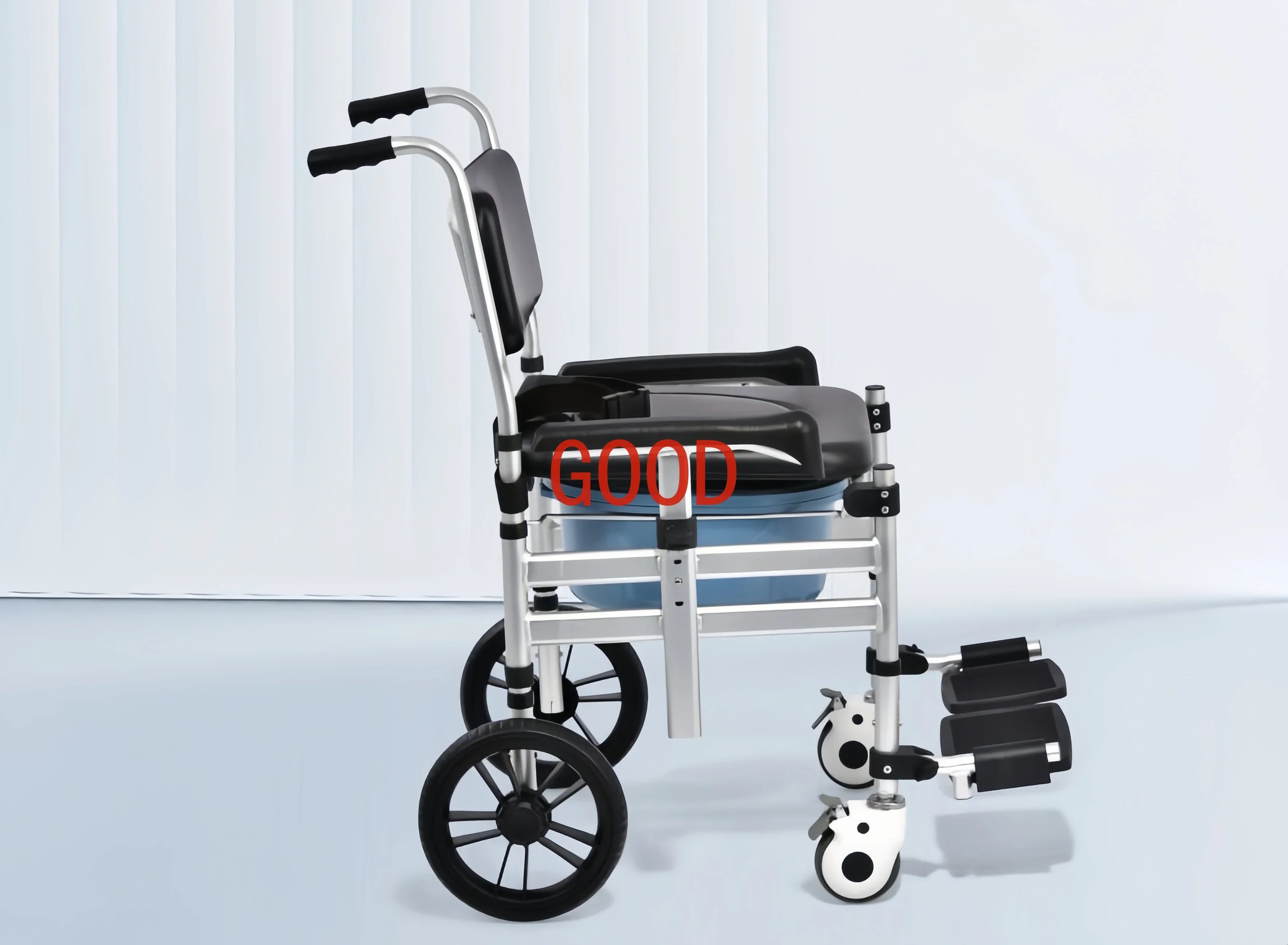 Toilet chair for the elderly on wheels, foldable for the disabled, home mobile bath chair, toilet chair, toilet chair