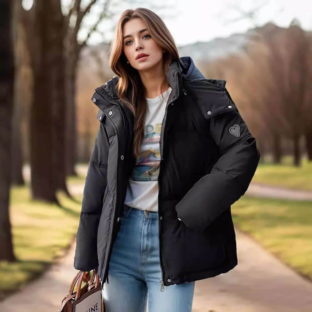 

Women's Love Cotton-Padded Jacket Short Loose Winter Hooded Thickened Warm Bread Clothes New Style