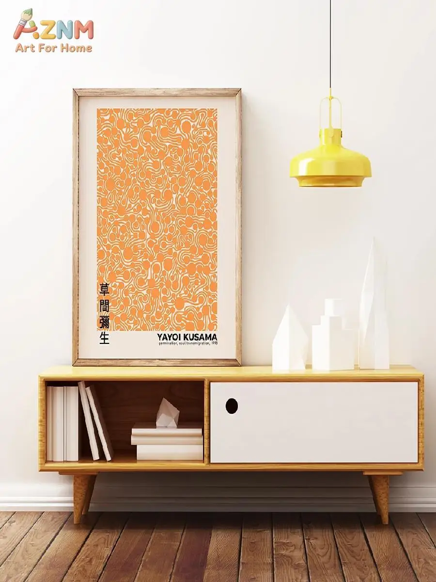 AZNM Matisse Yayoi Kusama Canvas Wall Art Orange Abstract Polka Dots Art Print Frameless Canvas Painting Modern Home Decor Poste