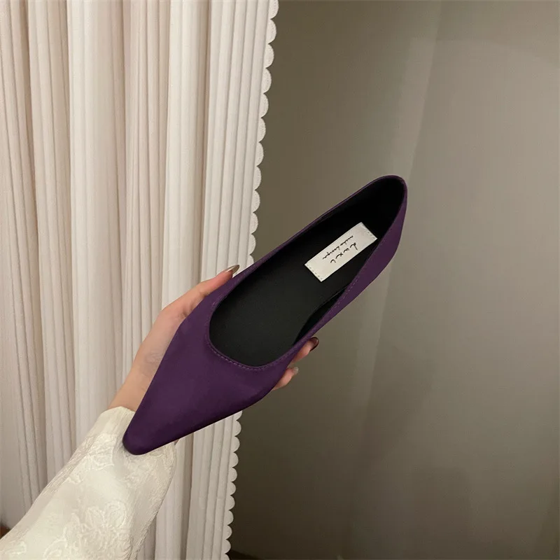 2024 Fashion Breathable Satin Finish Ballet Flats Women Mesh Casual Shoes Soft Rubber Sole Pointed Toe Slip on Loafers Zapatos