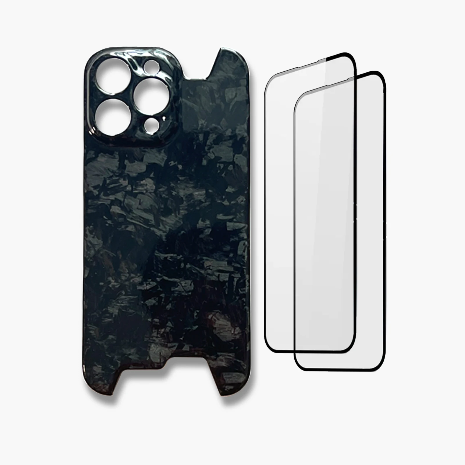 

Glossy for iPhone 16Pro Max 15ProMax 14ProMax Case Irregular Shape Military Grade 100% Carbon Fiber Ultra-light Shockproof Cover