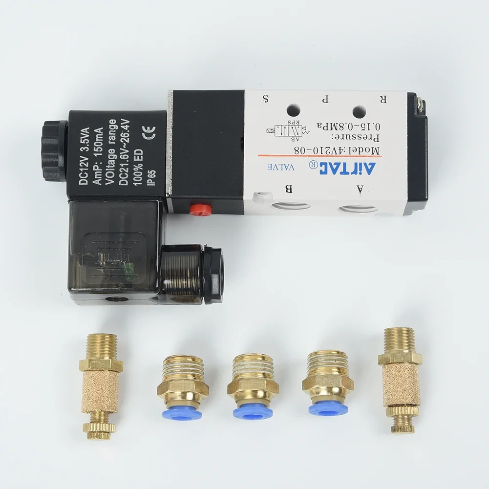 4V21008 Solenoid Valve, DC 12V, Maximum Pressure Resistance 1 2Mpa, Metal+Plastic Material, Quick Response Time